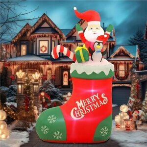 6FT‎ Christmas Inflatables Outdoor Decorations, Inflatable Santa and Penguin